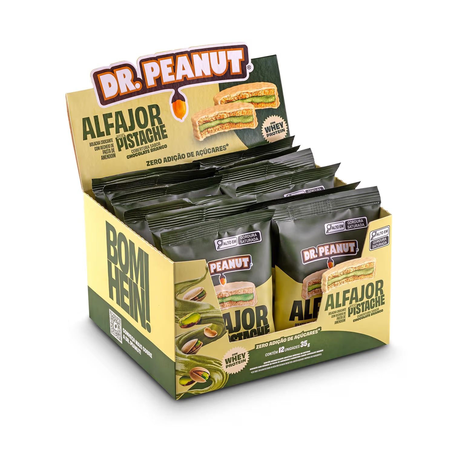 Display Alfajor Pistache com cobertura de chocolate branco - 12 Un. 35g 420g