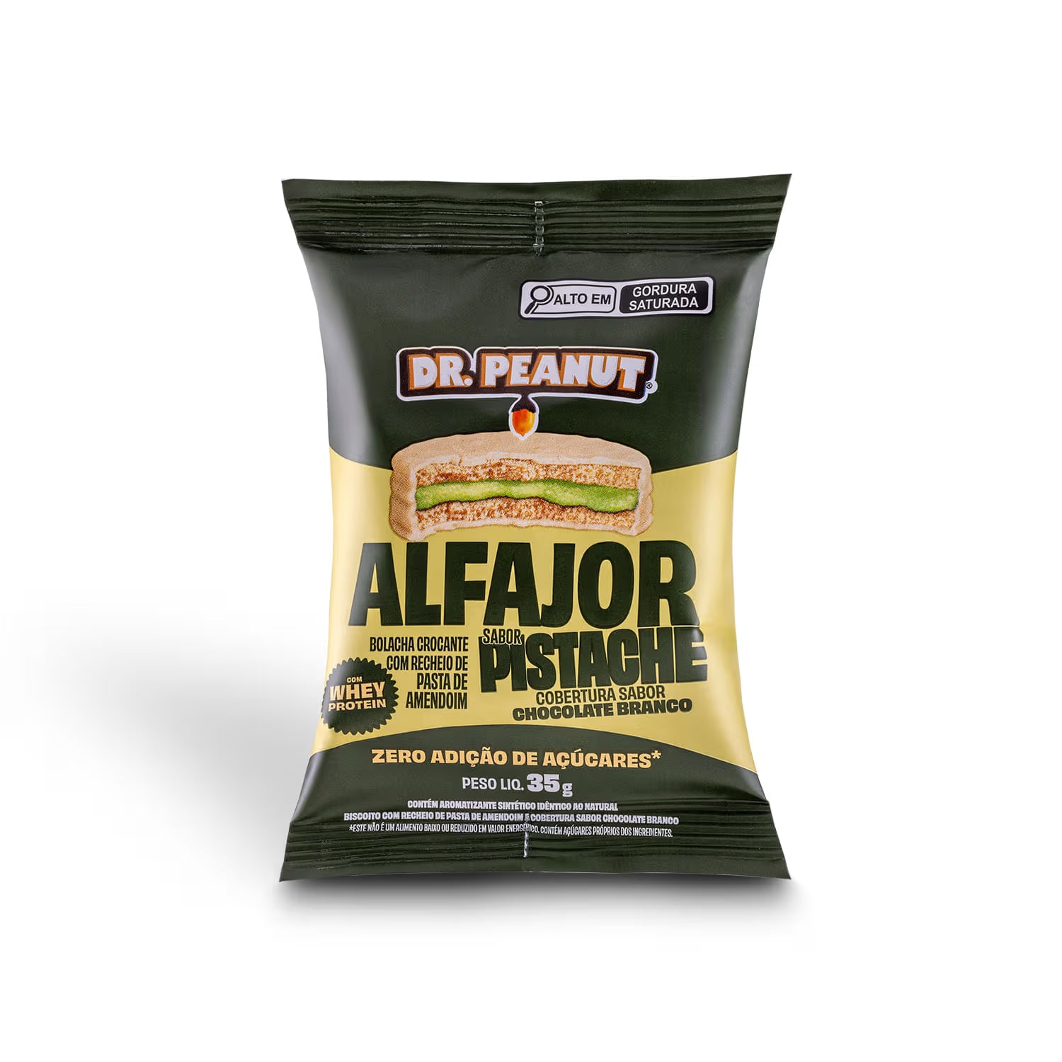 Alfajor sabor Pistache com Cobertura de Chocolate Branco 35g